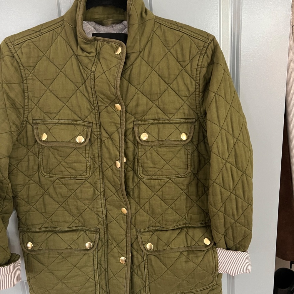 J Crew | Quilted Downtown FIeld Jacket Green | Womens | Size M - Picture 5 of 11